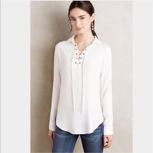 Anthropologie Cloth & Stone lace front blouse